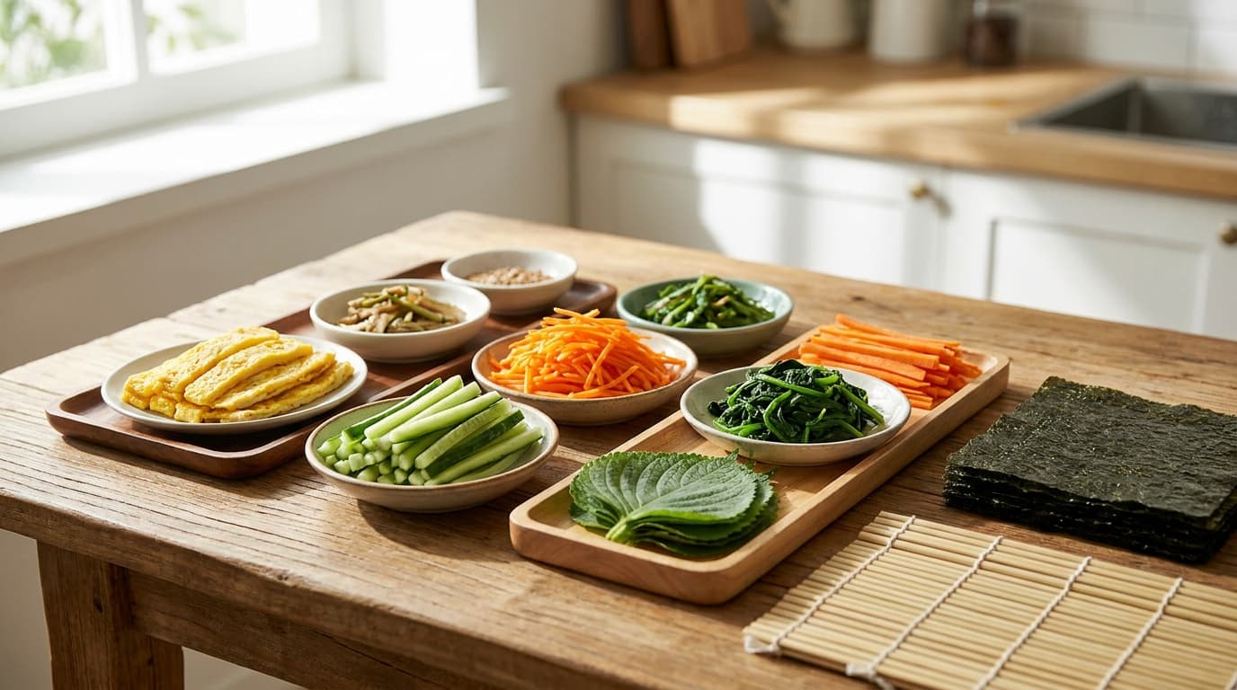 주말 채소 김밥 재료 6가지 정리, 2026년 달걀·오이·깻잎 장보기 전에 보는 기준