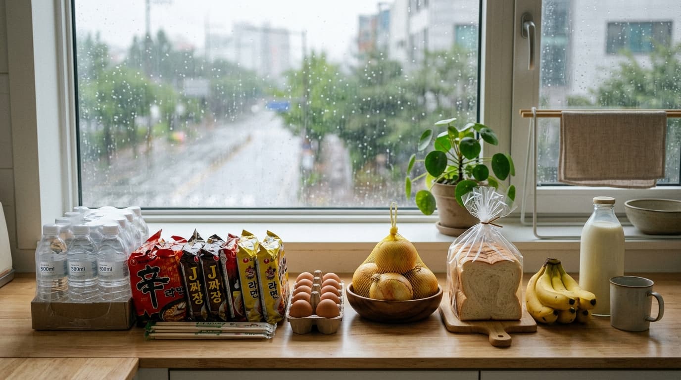 비 예보 많은 주 집콕 장보기 체크 7가지, 2026년 생수·라면·달걀로 냉장고 공백 줄이는 기준 대표 이미지